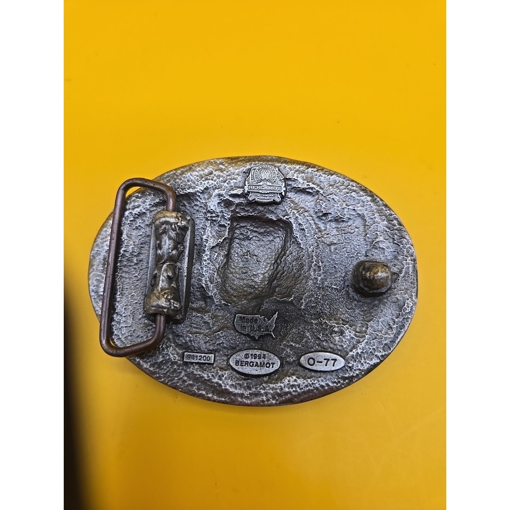 Vintage 1994 Bergamot Brass Works Belt Buckle O-77 Skull Snakes Roses Gothic USA - Picture 2 of 4